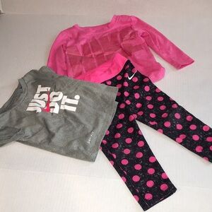 Nike Dri Fit Baby Girl Clothes Matching Set | Tee Shire, Long Sleeve Top Legging